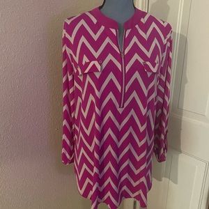 Nygard blouse for women. Pink ivory stripes
